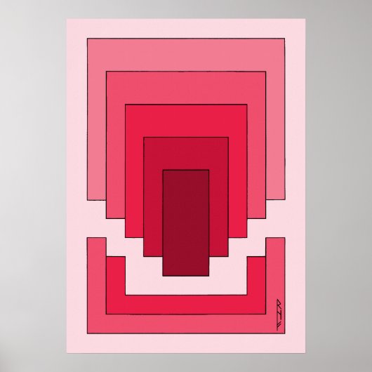 rotes Rechteck Abstrakt Poster (Vorne)