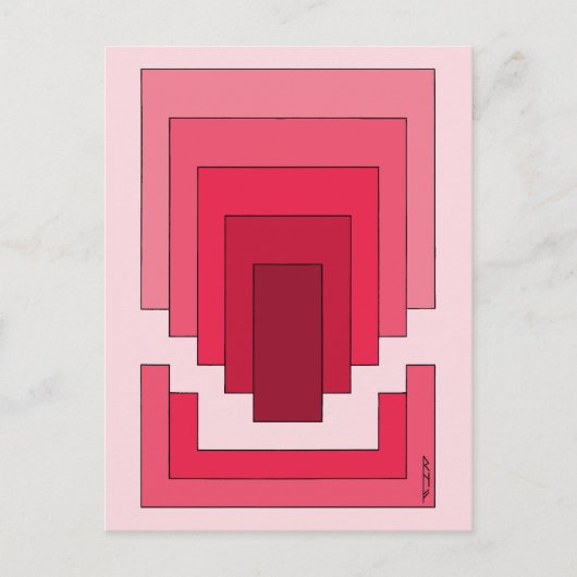 rotes Rechteck Abstrakt Postkarte (Vorderseite)