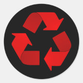 Rotes Recycelnd Symbol Runder Aufkleber (Vorderseite)