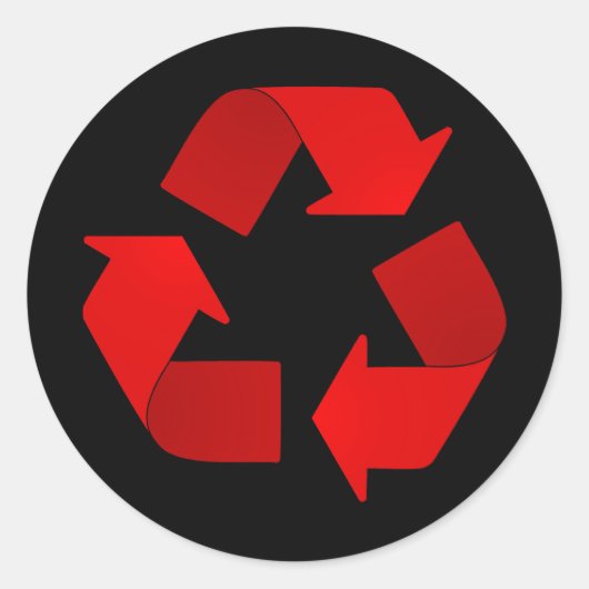Rotes Recycelnd Symbol Runder Aufkleber (Vorderseite)