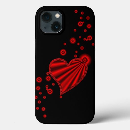 Rotes Regenbogenherz mit Sternen auf schwarz Case-Mate iPhone Hülle (Rückseite)
