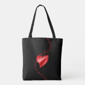 Rotes Regenbogenherz mit Sternen auf schwarz Tasche (Rückseite)