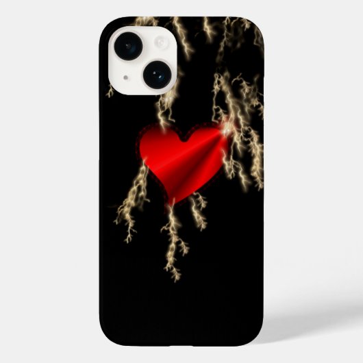Rotes Regenbogenherz mit Thunderbolzen Case-Mate iPhone Hülle (Rückseite)