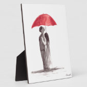 Rotes Regenschirm-Paar Fotoplatte (Seite)