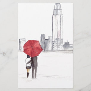 Rotes Regenschirm-Paar New York cool trendy schön Briefpapier