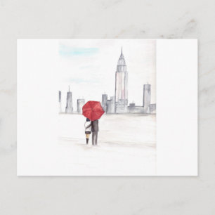 Rotes Regenschirm-Paar New York cool trendy schön Postkarte