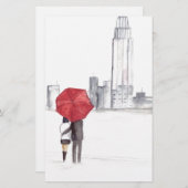 Rotes Regenschirmpaar New York cool angesagte Schö Briefpapier (Vorne/Hinten)