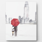 Rotes Regenschirmpaar New York cool angesagte Schö Fotoplatte (Vorderseite)