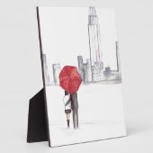Rotes Regenschirmpaar New York cool angesagte Schö Fotoplatte (Seite)