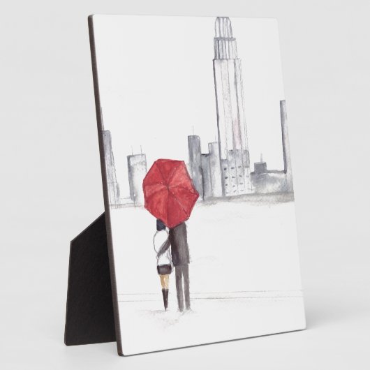 Rotes Regenschirmpaar New York cool angesagte Schö Fotoplatte (Seite)