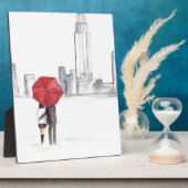 Rotes Regenschirmpaar New York cool angesagte Schö Fotoplatte (Seite)