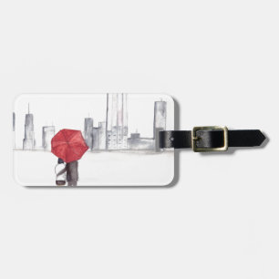 Rotes Regenschirmpaar New York cool angesagte Schö Gepäckanhänger