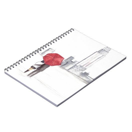 Rotes Regenschirmpaar New York cool angesagte Schö Notizblock (Linke Seite)