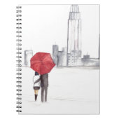 Rotes Regenschirmpaar New York cool angesagte Schö Notizblock (Vorderseite)