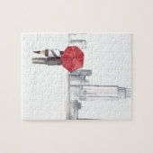 Rotes Regenschirmpaar New York cool angesagte Schö Puzzle (Horizontal)
