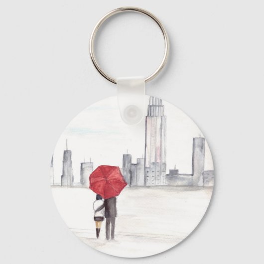Rotes Regenschirmpaar New York cool angesagte Schö Schlüsselanhänger (Vorderseite)