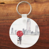 Rotes Regenschirmpaar New York cool angesagte Schö Schlüsselanhänger (Vorderseite)