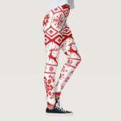 Rotes Reindeer-Knittermuster Leggings (Rechts)