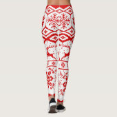 Rotes Reindeer-Knittermuster Leggings (Rückseite)