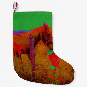 Rotes Reiter in Retrofarbe Kleiner Weihnachtsstrumpf