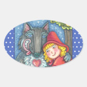 ROTES REITHOOD, WOLVES BRAUCHEN HÜGE ZU VALENTIN OVALER AUFKLEBER (Vorderseite)