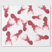 Rotes Ren-Weihnachtsfeiertags-Muster Geschenkpapier (Flach)