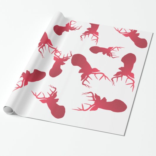 Rotes Ren-Weihnachtsfeiertags-Muster Geschenkpapier (Ungerollt)
