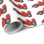 Rotes Rennauto Geschenkpapier (Rolleneckpunkt)