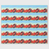 Rotes Rennfahrzeug 1950 Geschenkpapier (Flach)