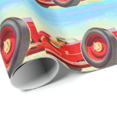 Rotes Rennfahrzeug 1950 Geschenkpapier (Rolleneckpunkt)