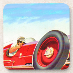 Rotes Rennfahrzeug 1950 Getränkeuntersetzer
