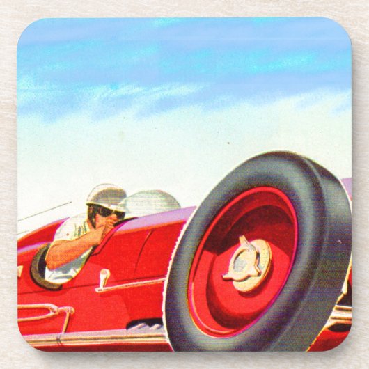 Rotes Rennfahrzeug 1950 Getränkeuntersetzer (Vorderseite)