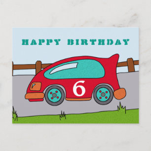 Rotes Rennwagen Alles Gute zum Geburtstag Postkarte