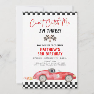 Rotes Rennwagen Dritter Geburtstag Kann mich nicht Einladung