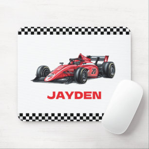 Rotes Rennwagen für Jungen personalisiert Mousepad