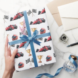 Rotes Rennwagen-Geburtstagsgeschenkpapier Geschenkpapier