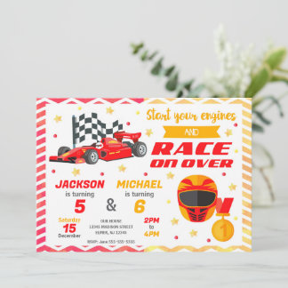 Rotes Rennwagen-Jubiläum | Retro-Formel-1-Auto Einladung
