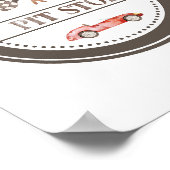 Rotes Rennwagen-Pit-Stop-Schild Poster (Ecke)