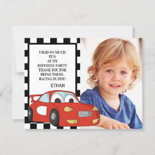 Rotes Rennwagen Schwarz-Weiß-Foto Geburtstag Danke Feiertagskarte