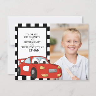 Rotes Rennwagen Schwarz-Weiß Kariert Geburtstag Da Feiertagskarte