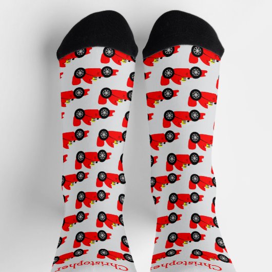 Rotes Rennwagendesign Personalisiert Socken (Oben)