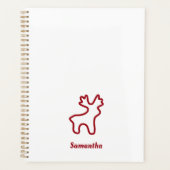 Rotes Rentier Kontur personalisierter Name Planer (Vorderseite)