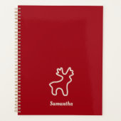 Rotes Rentier-Kontur personalisierter Name Planer (Vorderseite)
