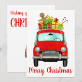 Rotes Retro-Auto mit Geschenken Feiertagskarte (Vorne/Hinten)
