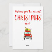 Rotes Retro-Auto mit Geschenken Feiertagskarte (Rückseite)