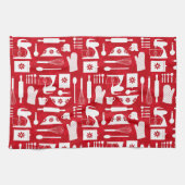 Rotes Retro-Backen Geschirrtuch (Horizontal)