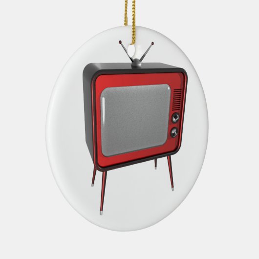 Rotes Retro Fernsehen Keramik Ornament (Rechts)