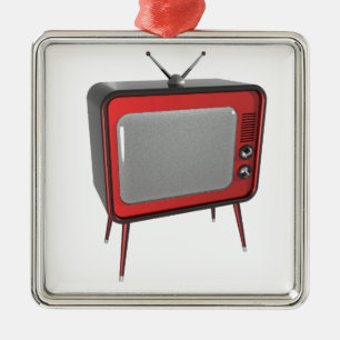 Rotes Retro Fernsehen Ornament Aus Metall