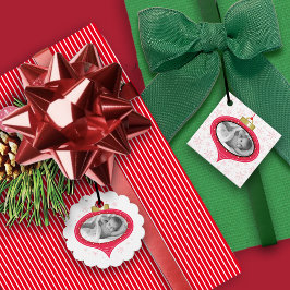 Rotes Retro Foto Ornament Geschenkanhänger