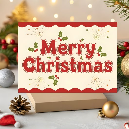 Rotes Retro-Groovy Frohe Weihnachten